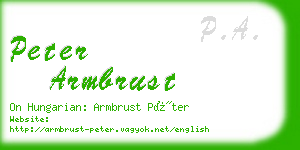 peter armbrust business card